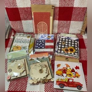 7 packs of craft supplies including napkins (at least 45), and much more..